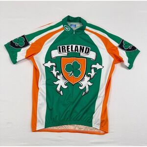 Performance Ireland Cycling Jersey Mens L Green Orange Shamrock Road Bike Zip